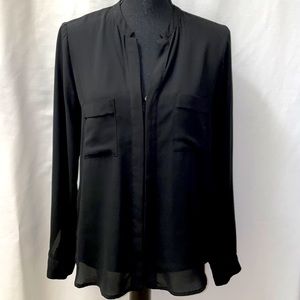 NWOT Black hidden button down blouse Size: S